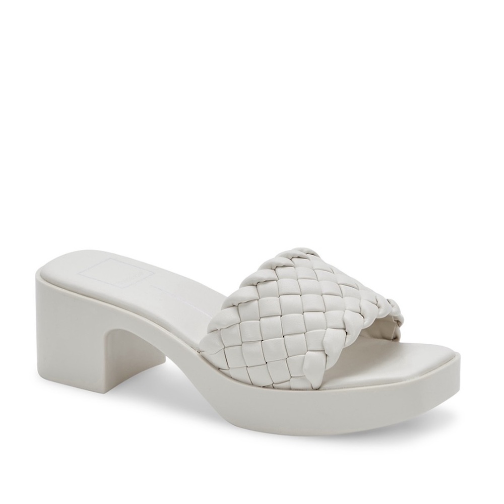 Dolce Vita Goldy Platform White Braided Slide Sandals
